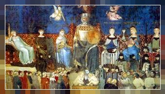 Affresco del Buon Governo di Lorenzetti nel Palazzo Pubblico di Siena